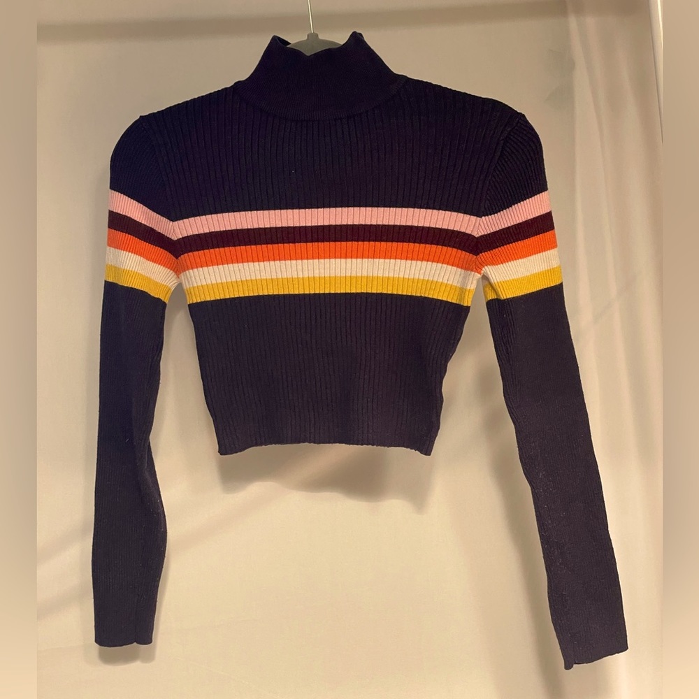 Striped long sleeved crop top. Marked as a large, fits more like a medium.